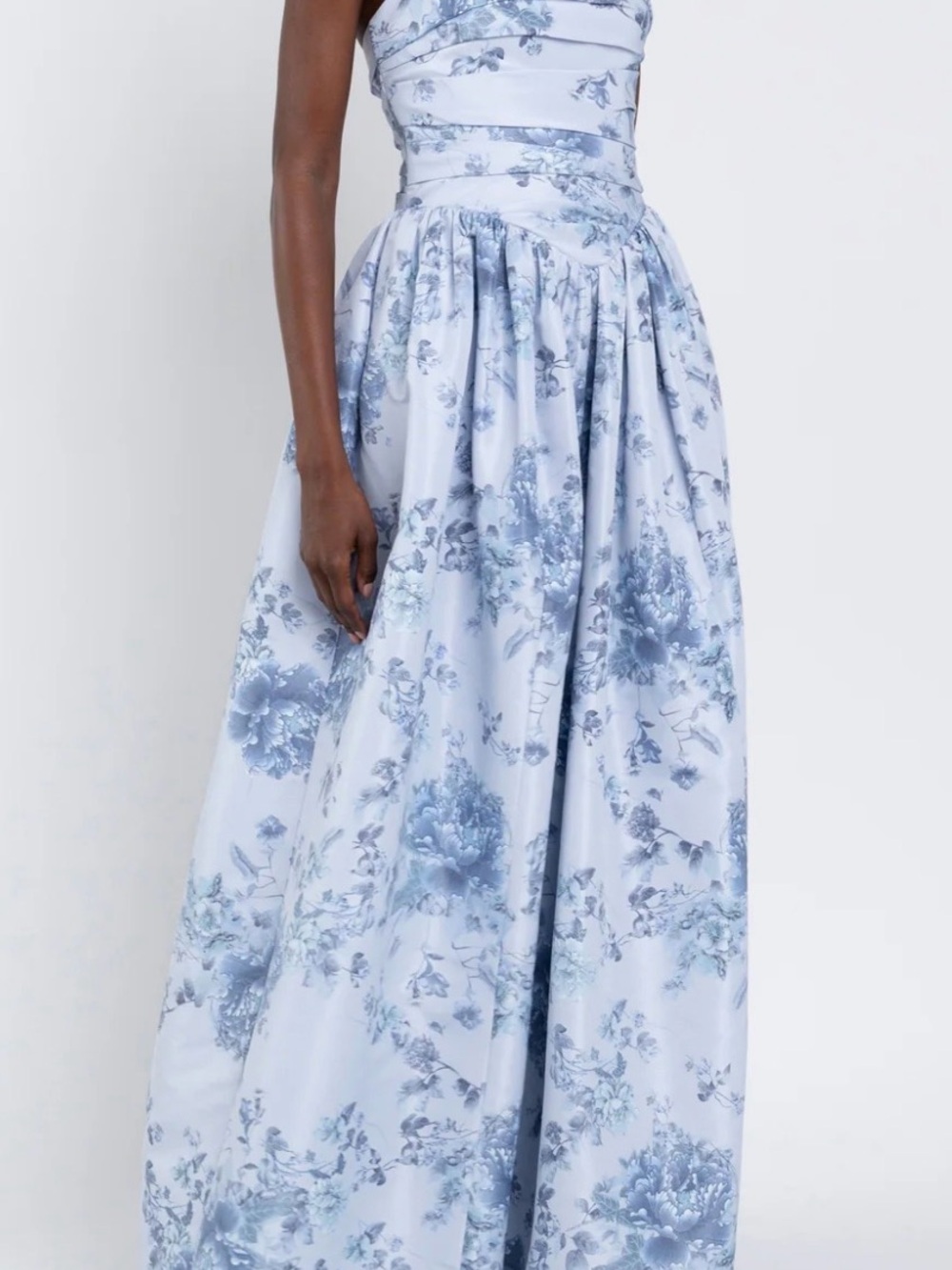 Jenny Yoo Strapless Floral Ball Gown in Pale Blue (Scarlet Print Peony Whisper)